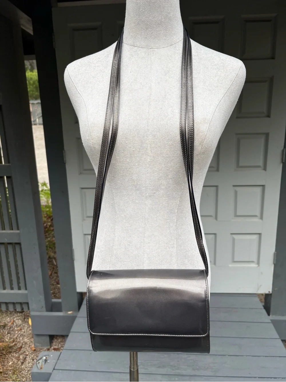 Ferragamo Vintage Metallic Silver Leather Crossbody Bag